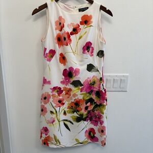 RALPH LAUREN FLORAL PRINT  SHEATH DRESS SZ 4 NEW Classic Spring Summer Dress EUC